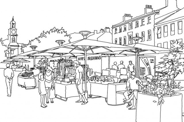 Newcastle-under-Lyme market infrastructure initial concept sketch